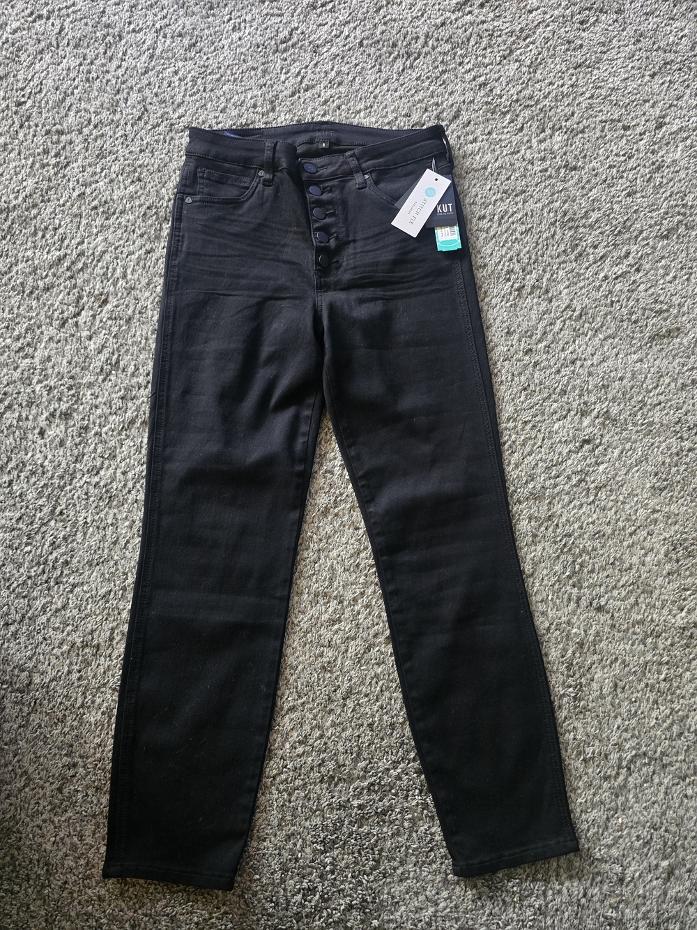 Kut from the Kloth Black High-Rise Button-Fly Skinny Jeans